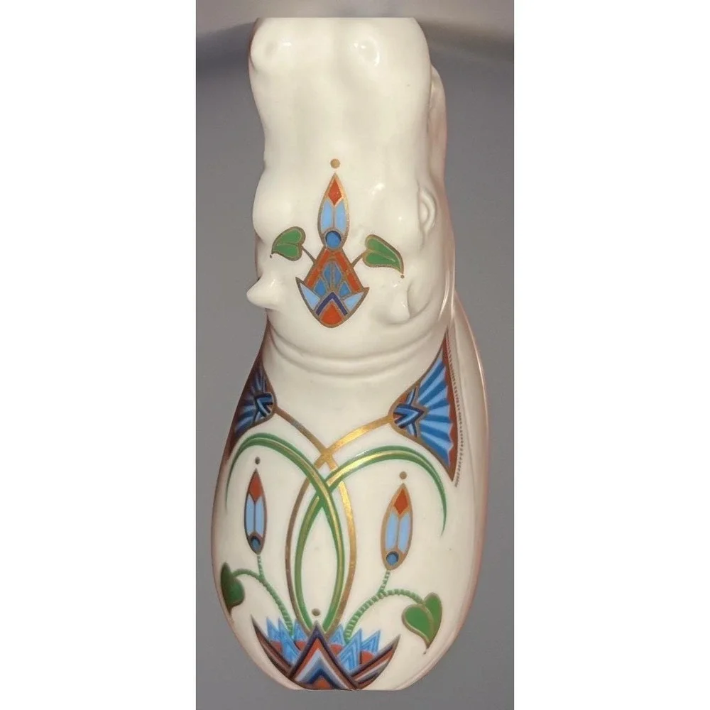 VTG Elizabeth Arden The Pharaohs 1982 Hippo Ceramic Art Deco Trinket Dish 5x2